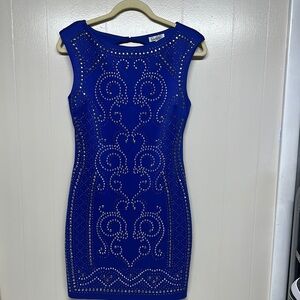 Speechless Blue Silver Embellished Bodycon Mini Dress
